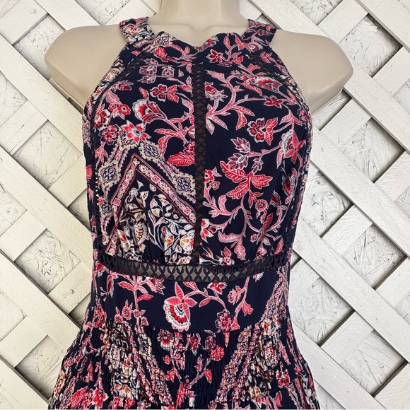 Anthro JAASE Halter Open Back Maxi Dress Floral Print Boho Festival size Small - Picture 3 of 7
